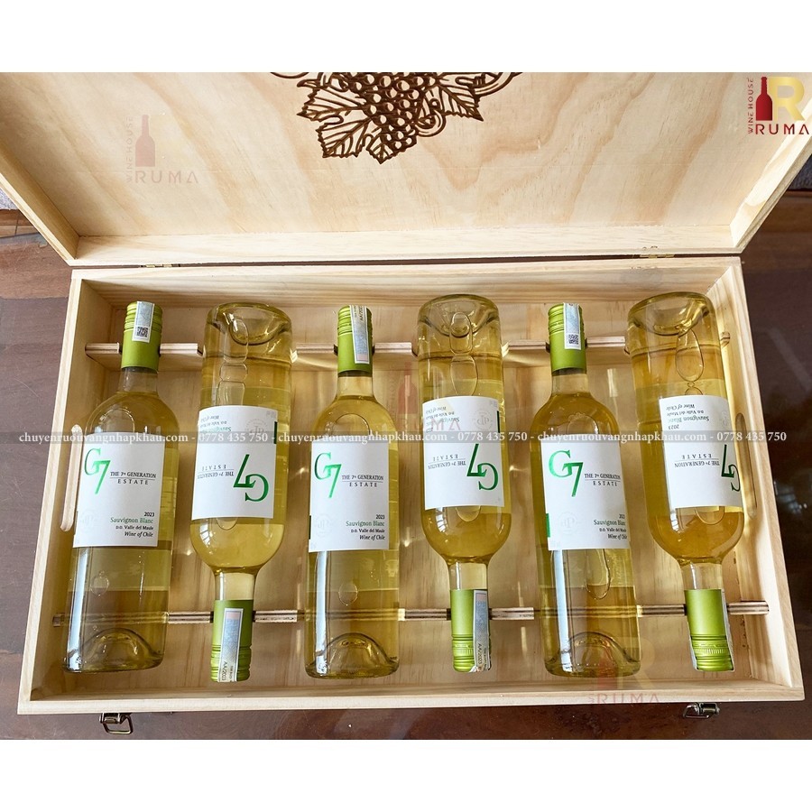 Quà tặng 6 chai rượu vang trắng Chile G7 Sauvignon Blanc - HG6 1 tầng