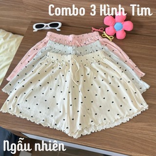 Combo 3 quần đùi cotton Ngẫu Nhiên chất mát, quần ngủ nữ chất cotton mềm mại, họa tiết dễ thương