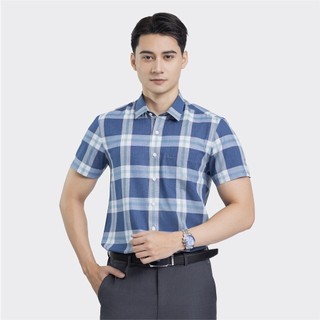 Áo sơ mi nam ngắn tay ARISTINO phom Perfect fit, màu xanh kẻ  độc đáo, ấn tượng  - ASS115S3