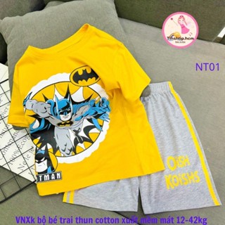 [NT01] Đồ bộ bé trai size đại 11 đến 40kg thun cotton xuất mặc mát - Set quần áo bé trai cotton VNXK