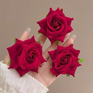 (Bán buôn-chuyên sỉ) Kẹp tóc hoa hồng đỏ