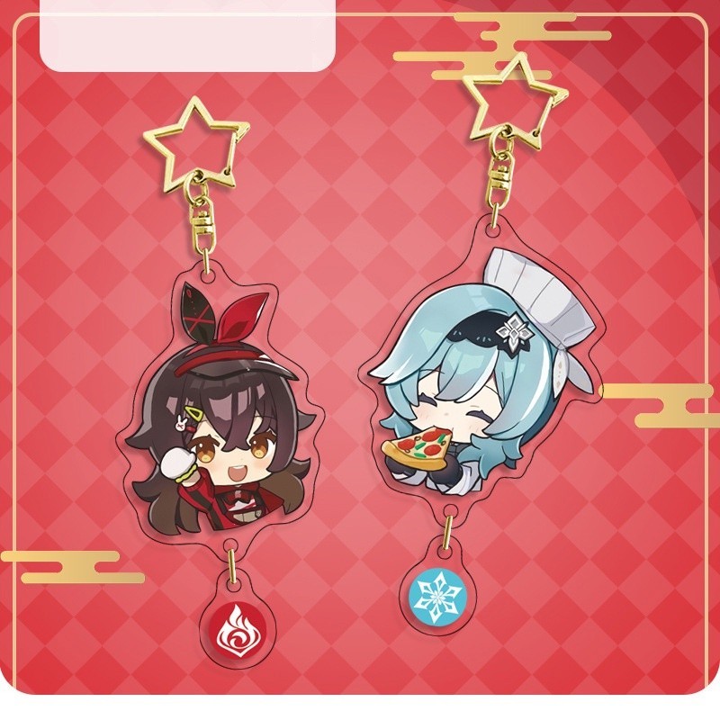 ( KẸP NGÔI SAO ) Móc khóa in hình AMBER X EULA GENSHIN IMPACT ver Pizza Hut mica trong acrylic game 