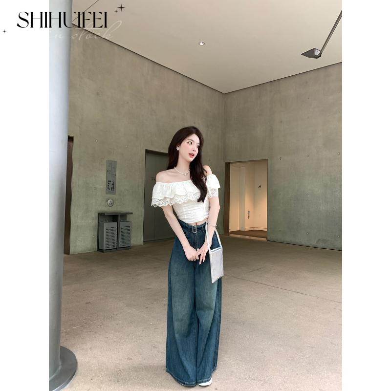 SHIHUIFEI áo trễ vai nữ áo kiểu hàn quốc trendy Thoải mái phong cách tráng lệ WCS2430LL0 13Z240325 | BigBuy360 - bigbuy360.vn