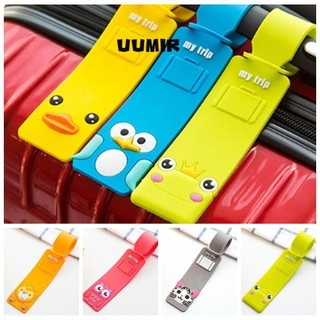 UUMIR Thẻ hành lý hoạt hình, Dây đeo nhãn hành lý mềm phong cách hoạt hình, Phụ kiện ba lô Phụ kiện du lịch màu đỏ Thẻ địa chỉ ID