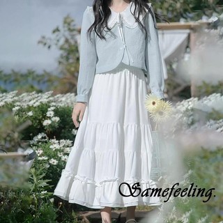 Sf-nữ mùa hè Váy nửa trắng lưng cao kiểu chữ A làm bằng cotton thời trang và ngọt ngào