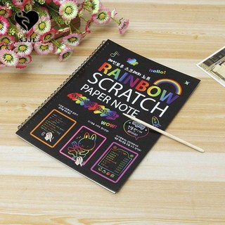 Sjjl Scratch Paper Magic Scratch Rainbow Color Scraping Painting Sách giáo dục Doodle Book Đồ chơi trẻ em