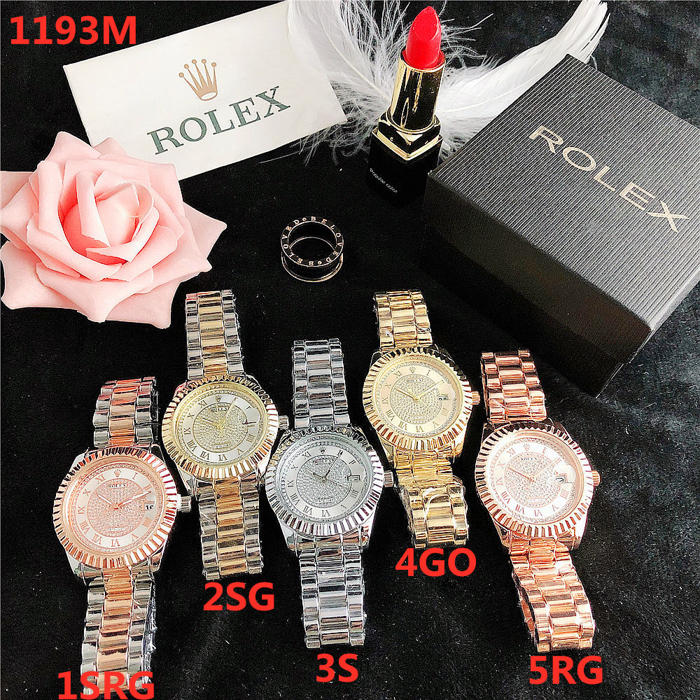 Đồng hồ nam thời trang sang trọng Rolex Đồng hồ nam thể thao kinh doanh Đồng hồ đeo tay nam mặt tròn thông thường Dây da bằng thép không gỉ