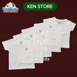 Combo 5 áo phông trắng tay ngắn chất mát cho bé gái / trai ken store