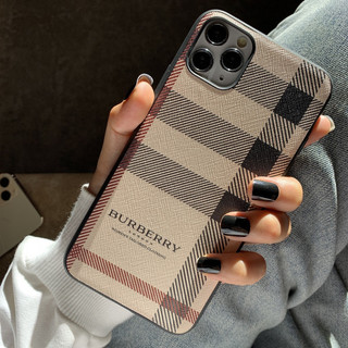 Ốp lưng da imd họa tiết nền caro burberry - u020