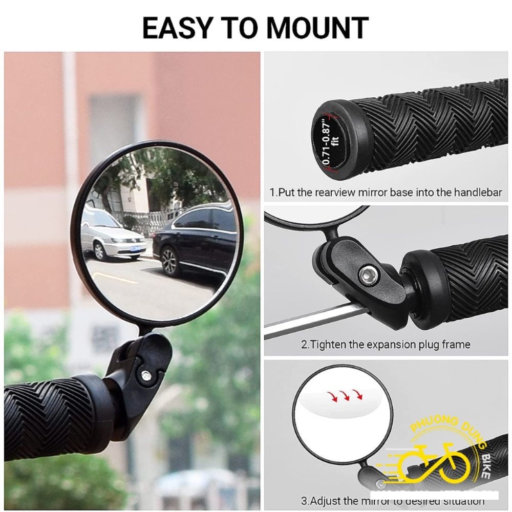 Gương kính chiếu hậu xe đạp đậy ống ghi đông (Loại tốt)