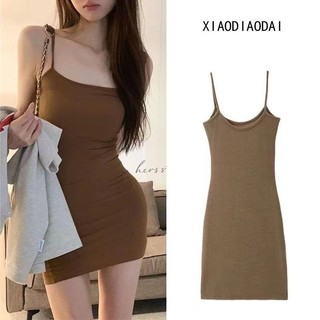 Gợi Cảm Nhỏ Đen Skinny Đầm Nữ Mùa Xuân Nóng Cô Gái Bên Trong Màu Xám Váy Ngắn Hông Váy Sling Váy