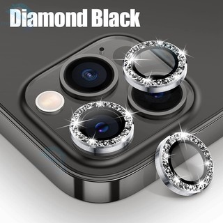 Nhấp nháy kim cương bảo vệ ống kính máy ảnh tương thích với iphone 15 14 13 12 11 pro max plus màu titan vòng kim loại ống kính máy ảnh kính cường lực