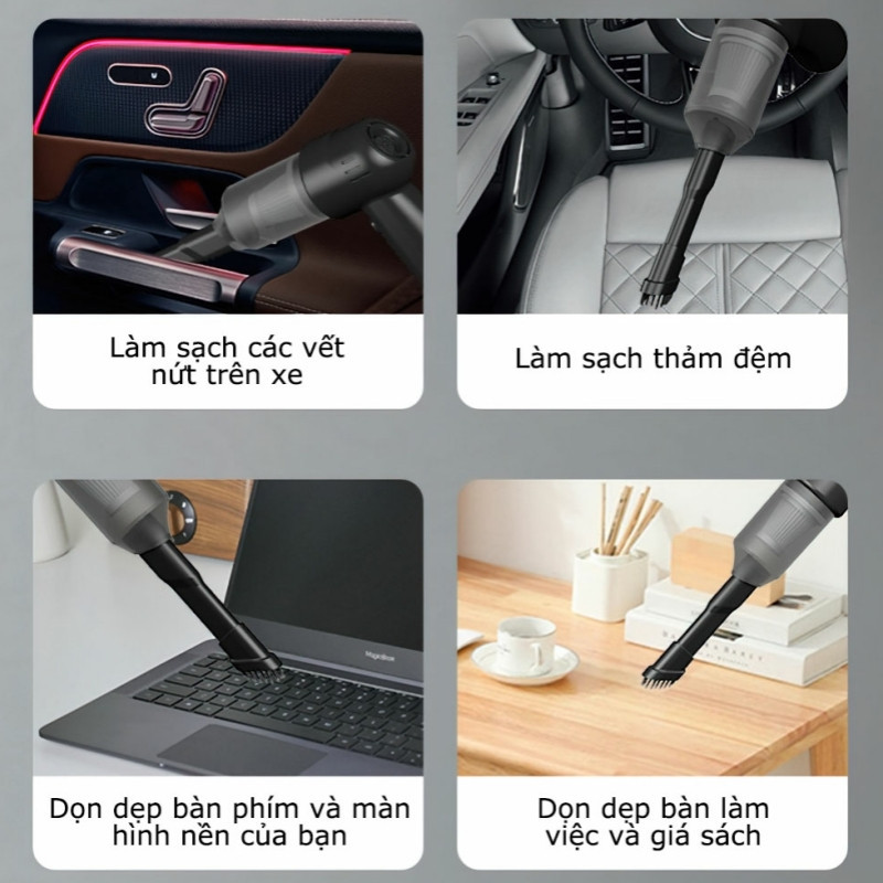 Máy hút bụi cầm tay mini hút bụi xe hơi ô tô, lực hút 9000PA, Công Suất 100W-MCKES