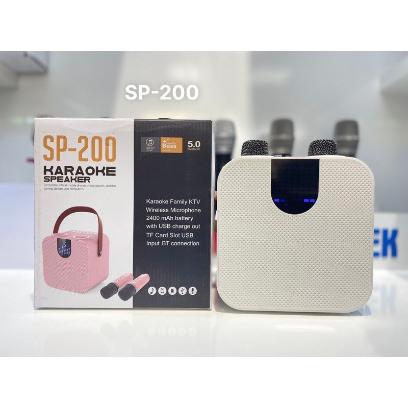Loa Bluetooth Karaoke SP-200 Kèm 2 Micro Không Dây Bass Mạnh Âm Thanh Cực Hay Led Phiên Bản Loa Kẹo Kéo Đời Mới 2024