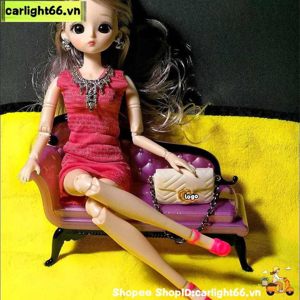 Mô hình túi xách / túi có dây đeo cho nhà búp bê 1:12,Túi Xách Mini Đựng Trang Sức Búp Bê Barbie Dễ Thương Xinh Xắn