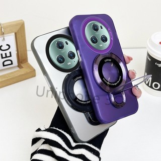 Vỏ khung sang trọng Honor Magic4 Magic5 Magic6 Pro Ốp lưng cứng acrylic mờ dày vỏ chống sốc có giá đỡ hút từ tính tròn