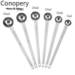 Conopery Muỗng cà phê, Muỗng đo độ dày bằng thép không gỉ, Tay cầm dài nóng 5 / 10 / 15 / 20 / 25 / 30ML Muỗng đo cà phê Sữa bột