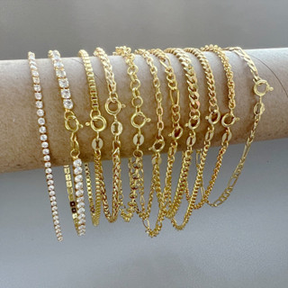 Vòng Tay Mạ Vàng 18K Bạc 925 Dày Zircon Figaro Dây Xích Đơn Giản Trang Sức Thời Trang Thiết Kế Mới Nữ Cưới Không Gây Dị Ứng