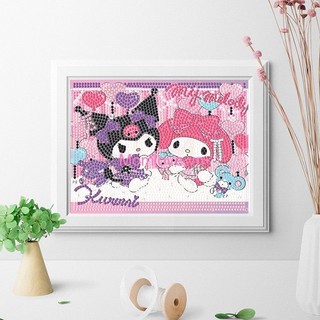 Sanrio DIY Kim Cương Tranh Bộ Trẻ Em Thủ Công Kuromi Giai Điệu Thêu Trẻ Em Trang Trí Phòng Thủ Công Đồ Chơi Quà Tặng