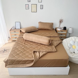 Bộ chăn ga gối REE Bedding CÀ PHÊ chần bông chất thun lạnh TL262 đủ size giường nệm M14
