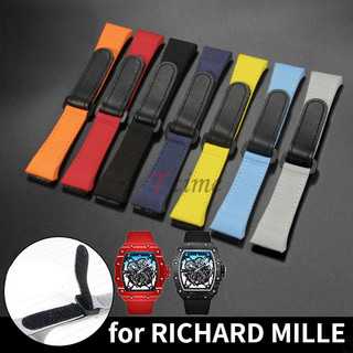 Vòng tay vải nylon 25mm có dây đeo đồng hồ bằng da bò cho richard mille rm50 rm53 series móc dây đeo đồng hồ chống nước phụ kiện loại vít