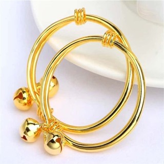 Điều Chỉnh Mạ Vàng 24K Trẻ Em Lắc Tay Trẻ Em Chuông Bạc Lắc Tay Vòng Tay Trẻ Em Quà Tặng