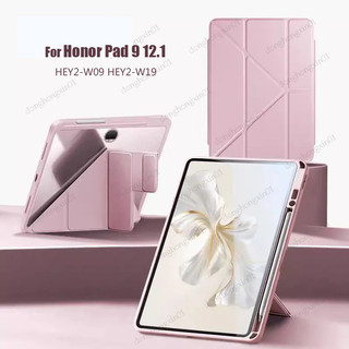 Y Gấp Acrylic Dành Cho Honor Pad 9 12.1 2023 Pad 8 12 X9 11.5 X8 Pro X8 Lite 10.1 Từ Tính Trifold Tự Động Ngủ Đánh Thức Máy Tính Bảng Bao Có Khe Cắm Bút