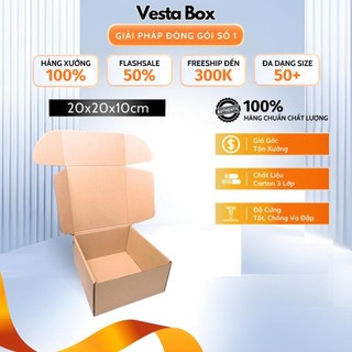 Thùng Hộp Carton Giấy Nắp Gài 20x20x10 Cm Đóng Gói Hàng - Hộp Đựng Bao Bì Quần Áo Giày Trang Sức Mỹ Phẩm, Gia Vị, Quà