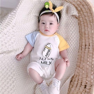 Body Đùi Cho Bé Trai, Bé Gái Sơ Sinh KAMSAMITA Vải Cotton MILK 3D Tay Giáp Lăng, Bodysuit Cho Bé Mặc Hè S429