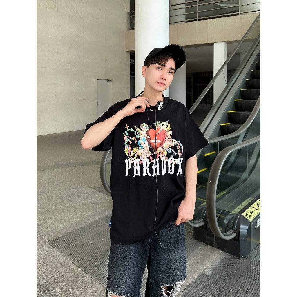 COD Áo thun form rộng Paradox tay lỡ - Unisex - In hình - LOVE GUARDIANS - Đen, Trắng /