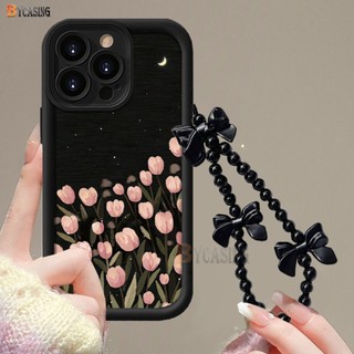 Dành Cho Samsung A15 A54 A05s A05 A14 A04E A04s A13 A24 A23 A12 A10s A02s A03 A50 A11 A50s A30 A20 A52 A30s A20s S23 FE Retro Thời Trang Hoa Tulip Nghệ Thuật Vòng Tay Pha Lê BY