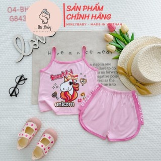 [9-22kg] Đồ bộ bé gái, bộ 2 dây bé gái thun lạnh MINLYBABY chính hãng, thiết kế quần phối kiểu cách - Unibaby - BHD13