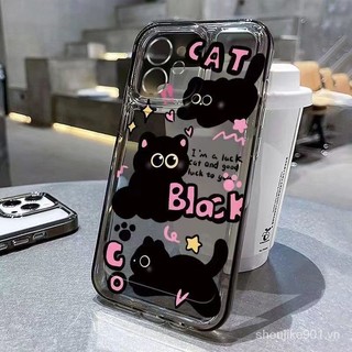 Mèo Đen Nhỏ Tiếng Anh Thích Hợp Cho Apple 11 Vỏ Điện Thoại iPhone12 13 14 15Pro Không Gian Trong Suốt 678PLUS Mềm SD5E