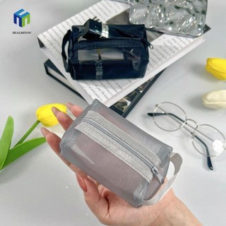 HEALMEYOU Túi lưu trữ lưới, Túi dây kéo Ví đựng tiền xu nhỏ bằng Nylon, Túi đựng thẻ thời trang ID Hộp đựng thẻ tín dụng Ví nhỏ Túi đựng mỹ phẩm trong suốt Du lịch