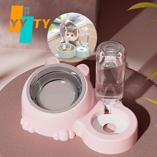 YYTY Bát ăn hai ngăn cấp nước tự động chó mèo,Chén Đựng Thức Ăn Cho Mèo Và Chó,Tô nhựa kèm khay nước cho chó mèo
