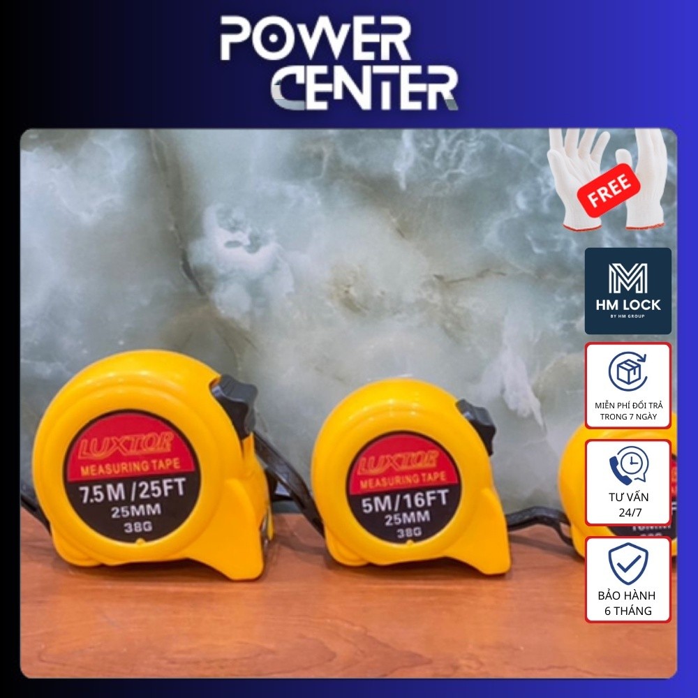 THƯỚC ĐO SẮT BẢN 25mm LUXTOP -  TUỲ CHỌN SIZE (3, 5 ,7.5, 10m) - CÓ LOẠI LA BÀN - LỖ BAN - HM Lock -