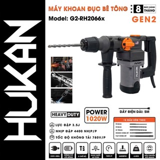  Máy khoan đục bê tông HUKAN G2-RH2066x 1020w Mũi 28mm  - Tặng 5 Mũi khoan đục 