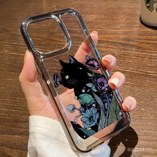 Ốp Điện Thoại Mềm Mèo Đen Dễ Thương Tương Thích Với IPhone 14 11 13 12 Pro 15promax XS Max XR X 14plus 8 7Plus Ốp Silicon TPU Trong Suốt Chống Sốc 11promax