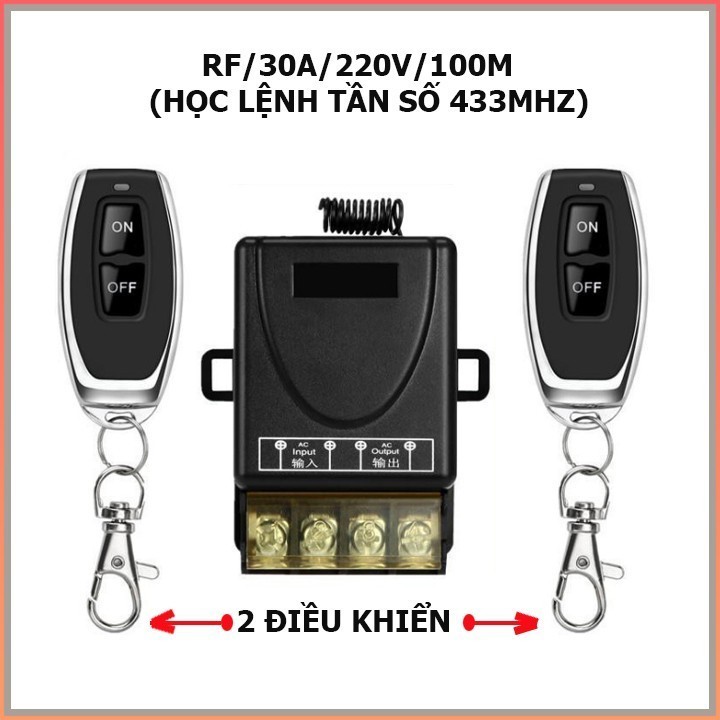 [NEW] Bộ công tắc điều khiển từ xa 100m/ 3000W/30A/220V 2 remote điều khiển  - HKS