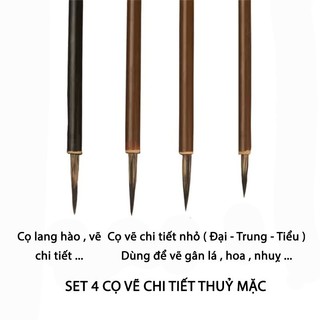 Bộ cọ vẽ bút lông vẽ chi tiết tranh thủy mặc trọn bộ 4 cây