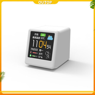Outop WiFi Trạm thời tiết LCD không dây Màn hình kỹ thuật số 1,54 Inch Nhiệt kế điện tử Máy đo độ ẩm Đồng hồ cảm biến cho