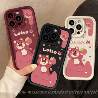 Ốp Lưng Trái Tim Tình Yêu Gấu Dâu Dễ Thương Tương Thích Cho IPhone 7Plus 15 11 12 13 14 Pro MAX XR 15 7 6 8 6S Plus X XS MAX SE 2020 Đôi Mắt Thiên Thần Cặp Đôi Bìa Mềm