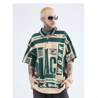  M-3XL Mỹ Retro Màu Sắc Phù Hợp Với Áo polo Rời Nam Mùa Hè Xù Đẹp Trai Dạo Phố hiphop Fried Street Áo Thun Tay Ngắn Nửa Tay Hợp Thời Trang 