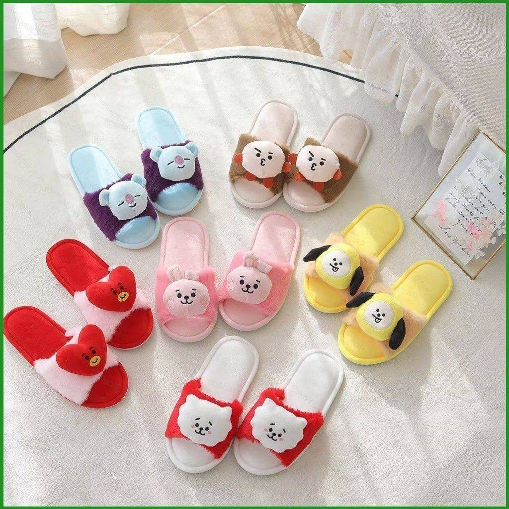 Dễ Thương BTS BT21 Sang Trọng Dép Quà Tặng Cho Bé Gái Trang Trí Nhà Mềm Mại Ấm Áp Sanrio Hoạt Hình Nhồi Bông Giày TATA RJ