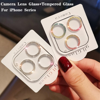 Ốp điện thoại kính cường lực lấp lánh bảo vệ ống kính máy ảnh cho iphone 15 pro max 14 13 12 11 pro max mini plus