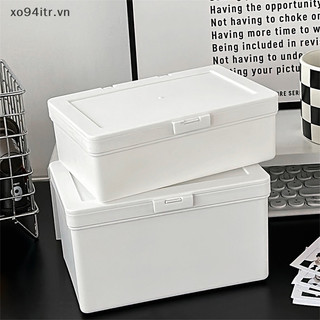 Xoitr Hộp đựng máy tính để bàn bằng nhựa dễ thương có nắp Bộ sưu tập bằng nhựa hình chữ nhật Đa năng Chống bụi Bền Hộp sắp xếp tại nhà VN