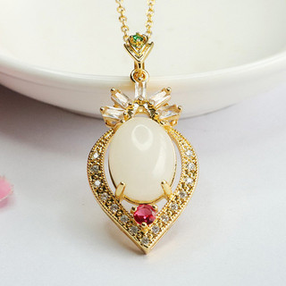Tự Nhiên Hetian Ngọc Trắng Ngọc Mặt Dây Chuyền Đào Trái Tim Mặt Dây Chuyền Vòng Cổ Ngọc Nhà Máy Bán Buôn Vận Chuyển HT3080305