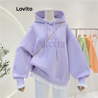 Áo nỉ Lovito họa tiết chữ phong cách thường ngày cho nữ LNE39222