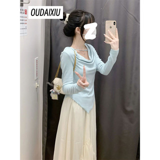 OUDAIXIU áo phông áo thun nữ croptop baby tee hàn quốc thời trang Stylish Fashion WTX2420ADM 9Z240226