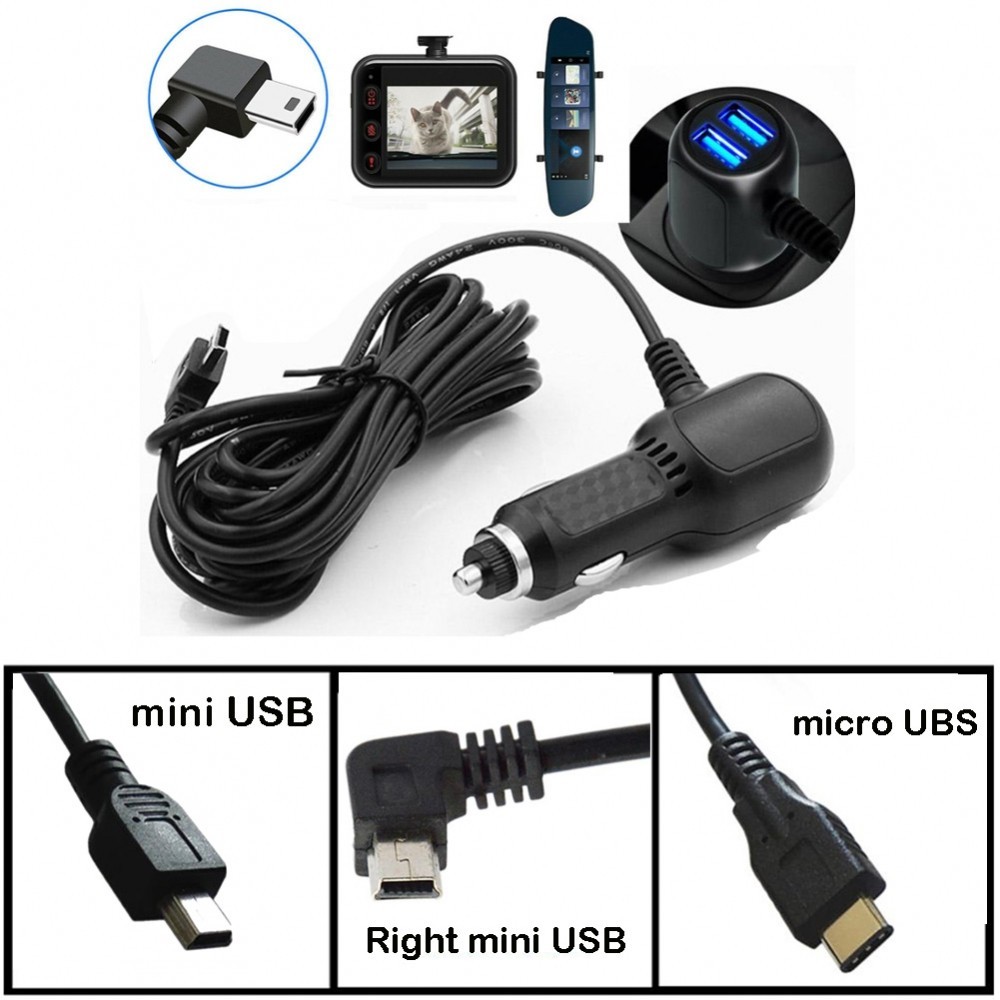 【Instock】Dash Cam Car Charger 12v - 24v 3.5A 3.5m Fire Resistant ABS Multi-function